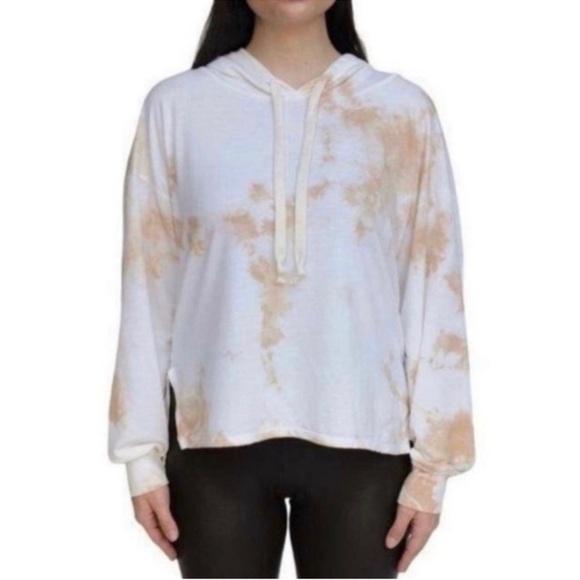 FOUND Los Angeles NWT Dreamer Rose Taupe Tie-Dye Hi-Lo Hoodie S - Picture 5 of 5